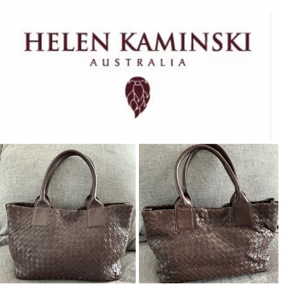 Helen Kaminski Australia Brown Woven Leather Handbag